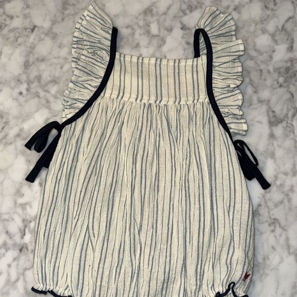 NWT Pink Chicken Striped Bubble Romper - Picture 7 of 7